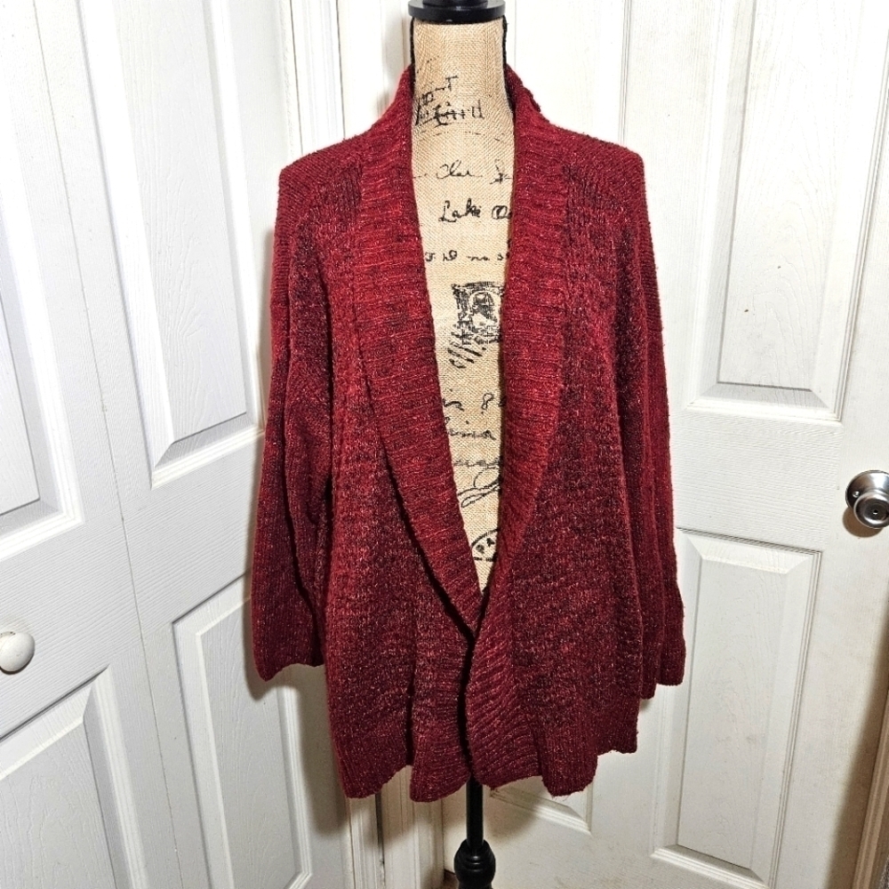 Sonoma Burgundy Open Front Cardigan Size XXL